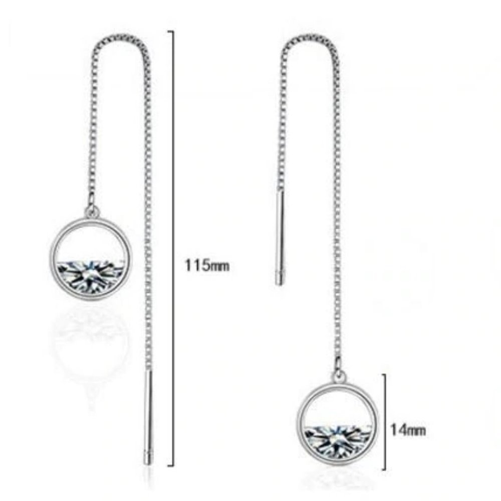 NEW Sterling Silver Diamond Water Drop Earrings T - Picture 4 of 4